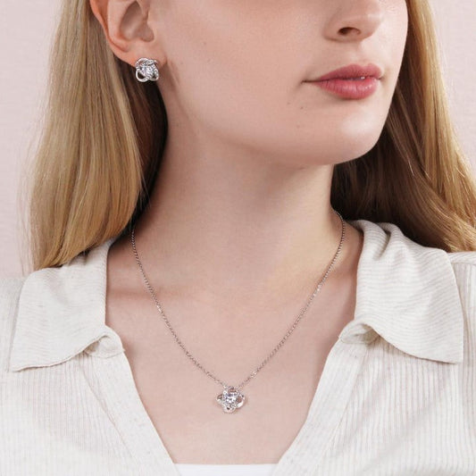 14k White Gold Love Knot Earrings