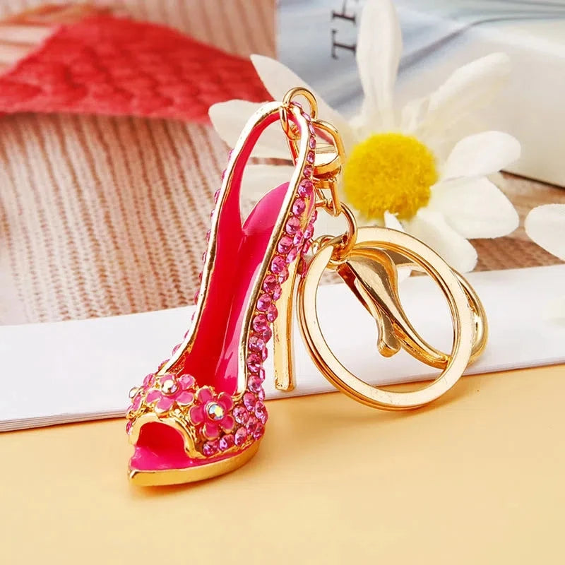 Luxury Rhinestone High Heel Shoe Keychain Accessories