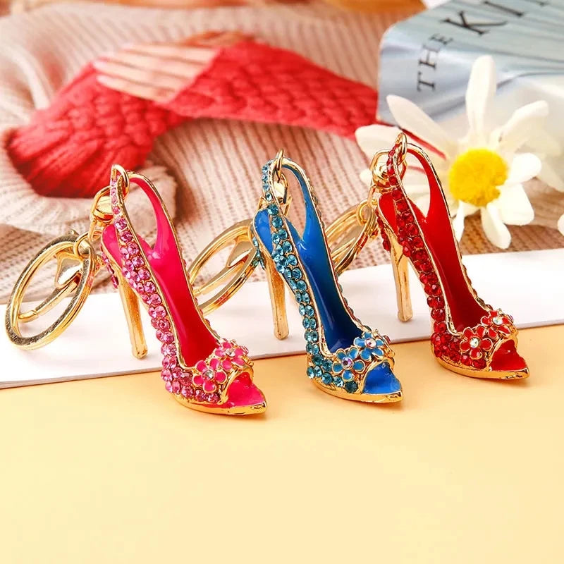 Luxury Rhinestone High Heel Shoe Keychain Accessories