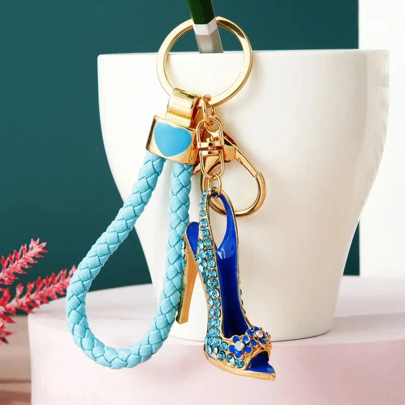 Luxury Rhinestone High Heel Shoe Keychain Accessories