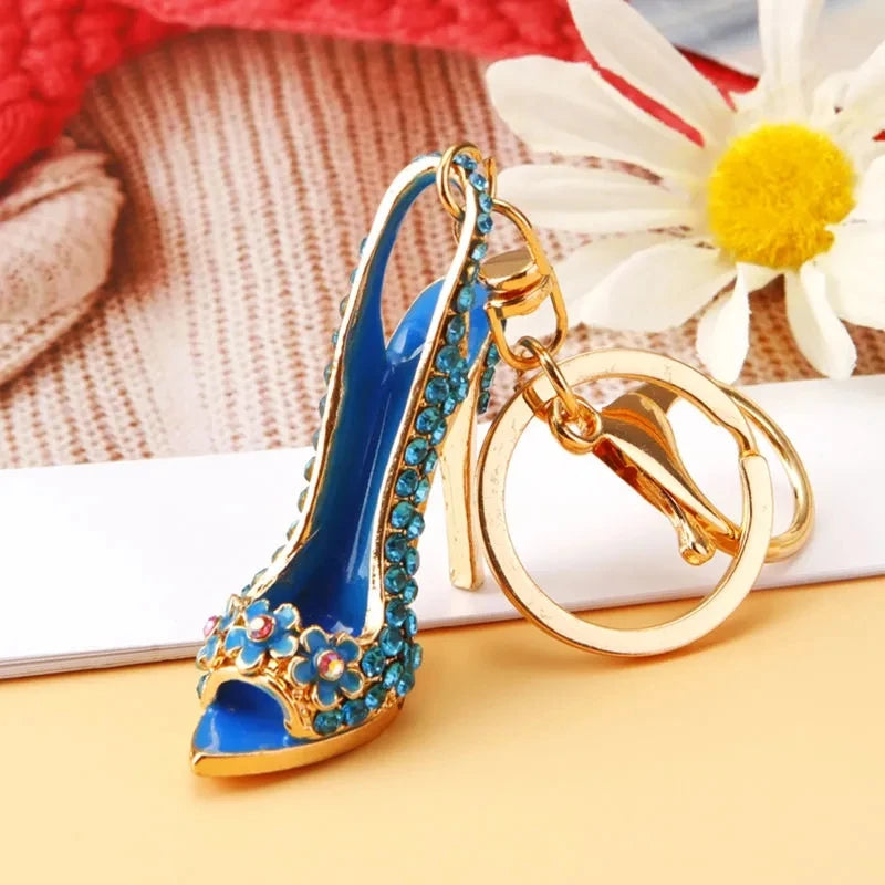 Luxury Rhinestone High Heel Shoe Keychain Accessories
