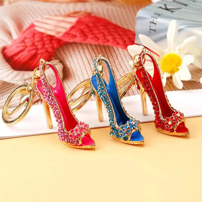Luxury Rhinestone High Heel Shoe Keychain Accessories