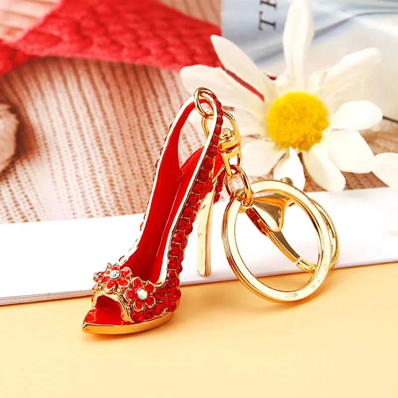 Luxury Rhinestone High Heel Shoe Keychain Accessories