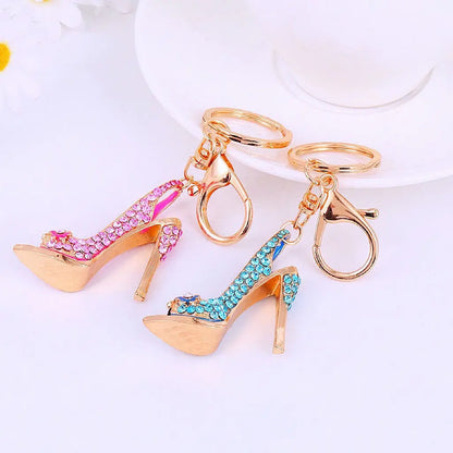 Luxury Rhinestone High Heel Shoe Keychain Accessories