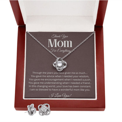 silver love knot earrings