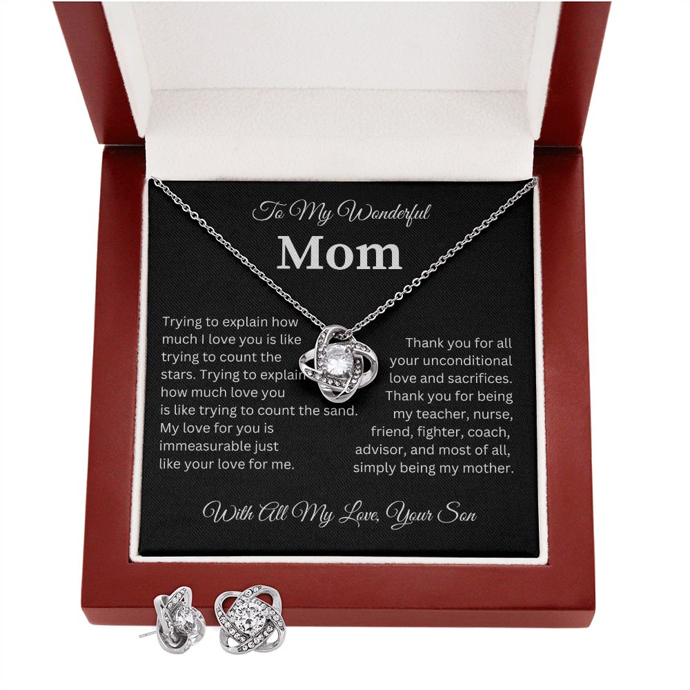 To My Wonderful Mother | Love Knot Earring and Necklace