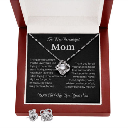 To My Wonderful Mother | Love Knot Earring and Necklace