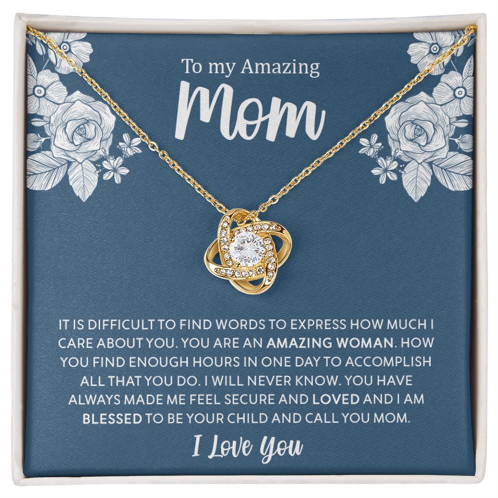 To My Amazing Mom | I Love You - Love Knot Necklace
