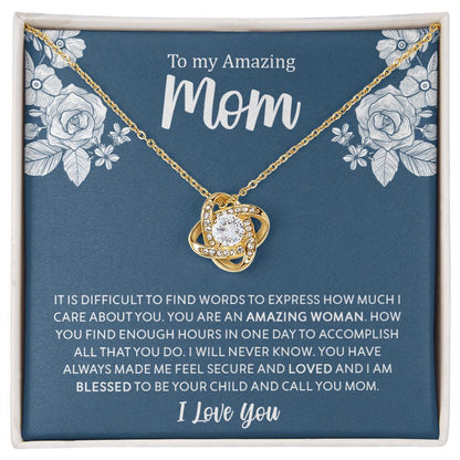 To My Amazing Mom | I Love You - Love Knot Necklace