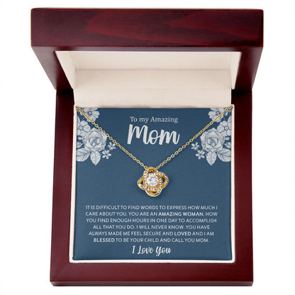 To My Amazing Mom | I Love You - Love Knot Necklace