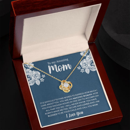 To My Amazing Mom | I Love You - Love Knot Necklace
