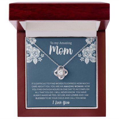 To My Amazing Mom | I Love You - Love Knot Necklace
